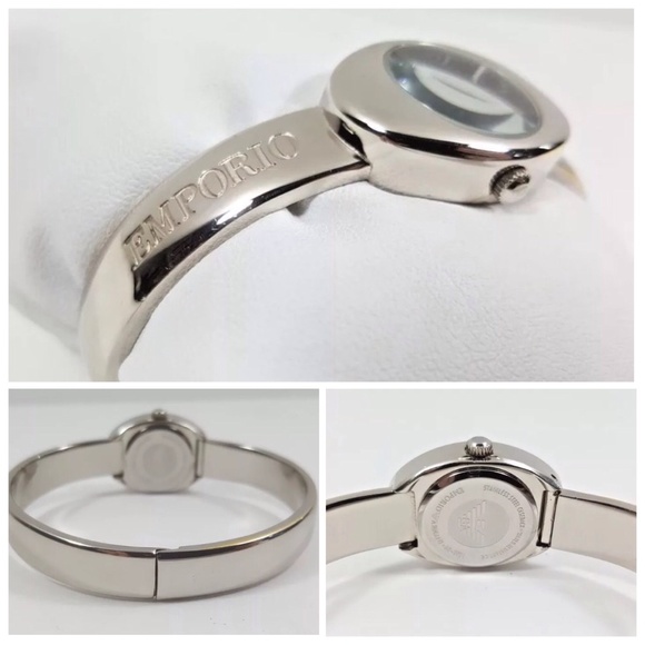 EMPORIUM ARMANI LADIES BLACK DIAL BANGLE BRACELET - Picture 3 of 4